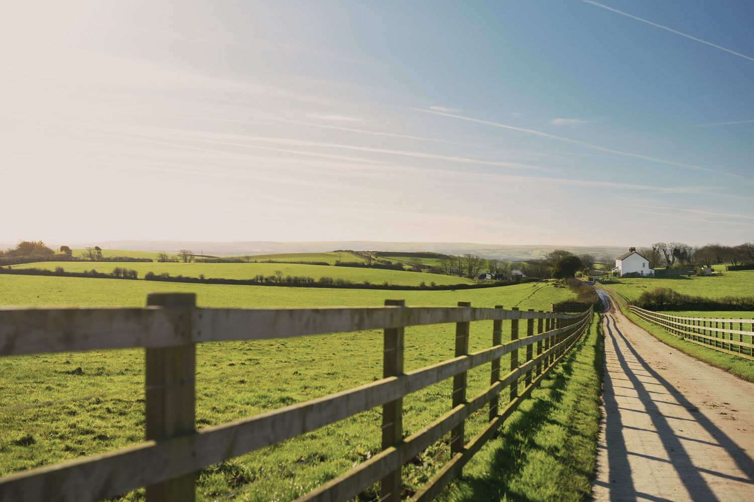 A post-and-rail fence along a Hampshire country road.